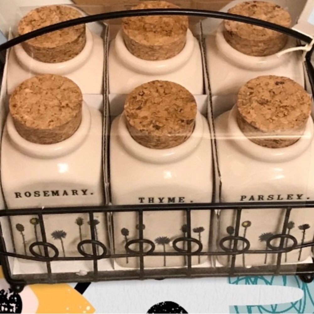 Rae Dunn Spice Rack and 6 Jars Rosemary Dill kitchen - Picture 3 of 3